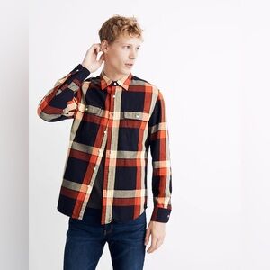 Madewell NEW Twill Shirt in Double Windowpane Charlie Check Night Vision S‎